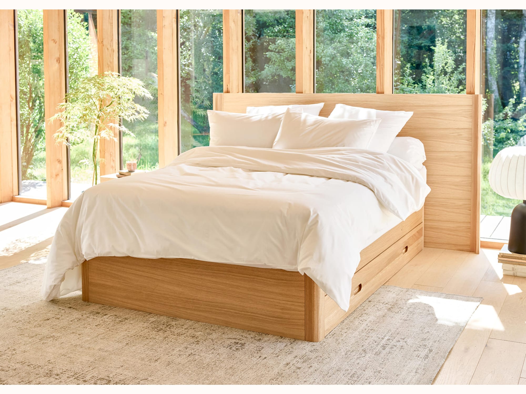 Lit à tiroir en chêne massif NÉNUPHAR