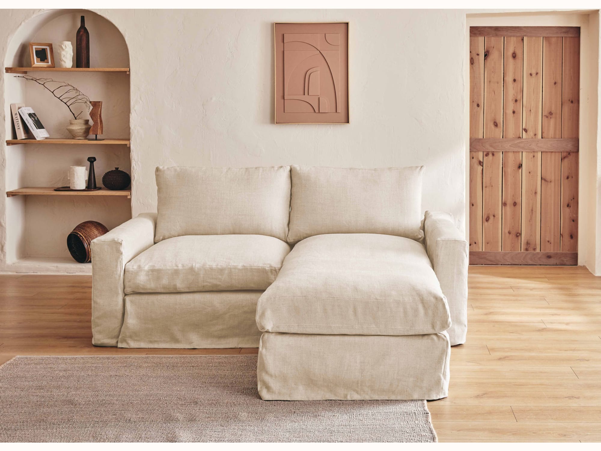 Canapé d'angle 2-3 places en lin LENO