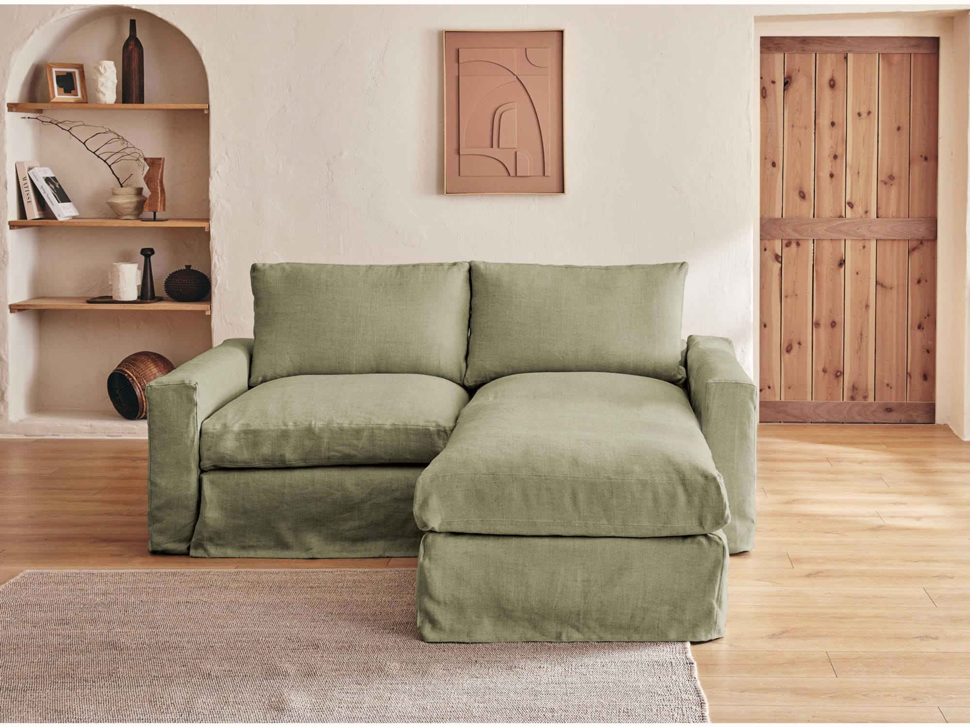 Canapé d'angle 2-3 places en lin LENO