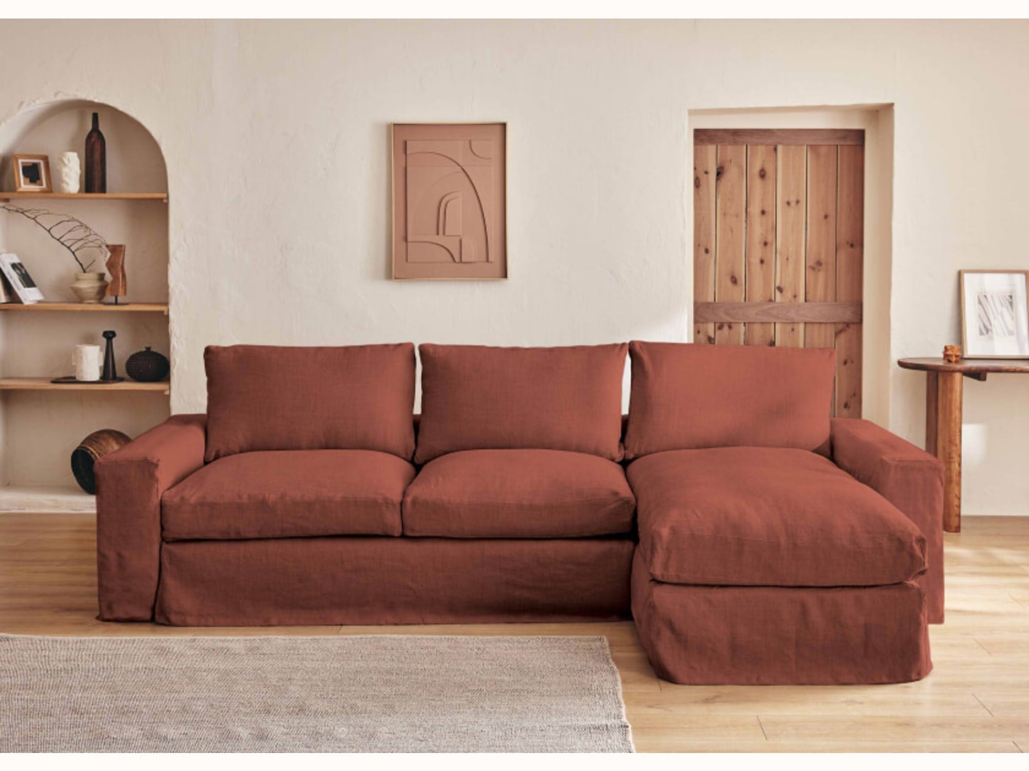 Canapé d’angle 3-4 places en lin LENO