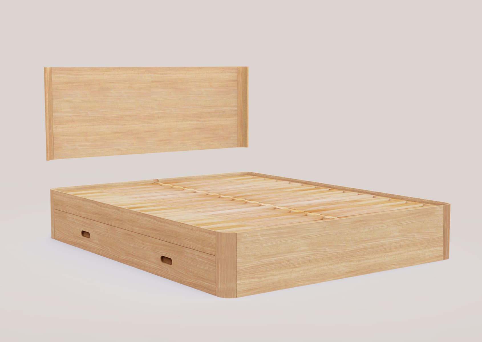 Lit avec sommier en chêne massif NÉNUPHAR.