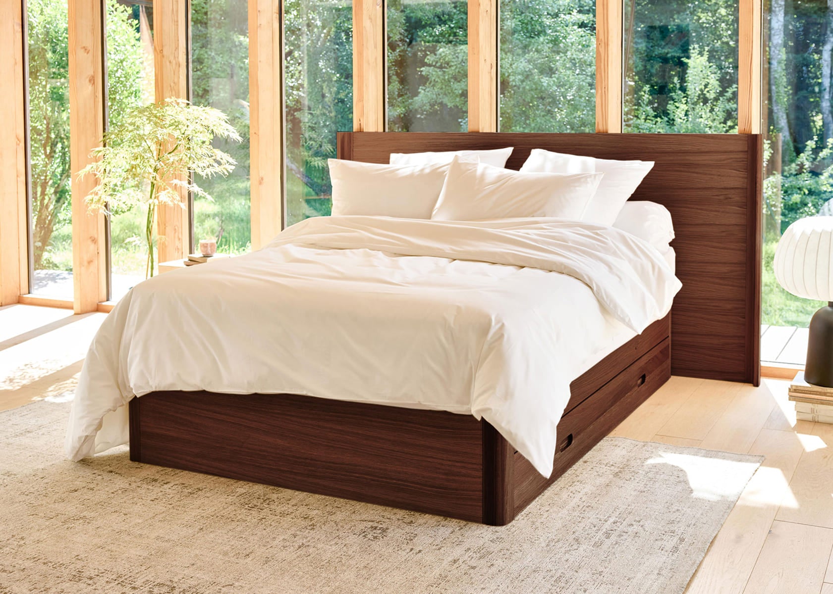 Lit avec sommier en chêne massif NÉNUPHAR.