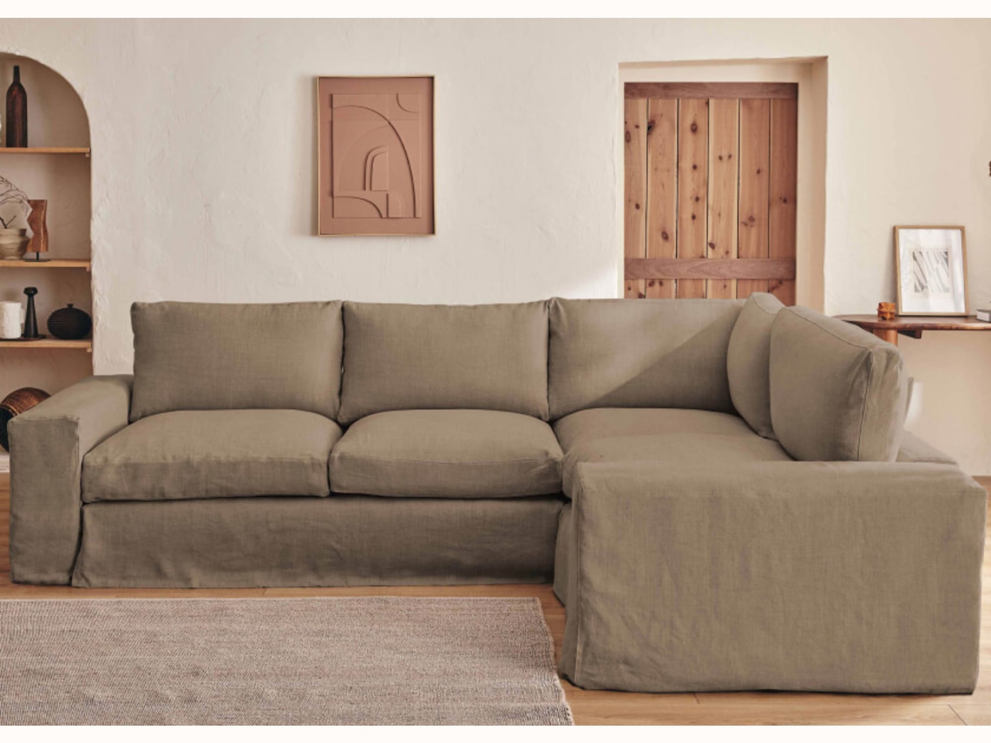 Canapé d’angle 4 places en lin LENO