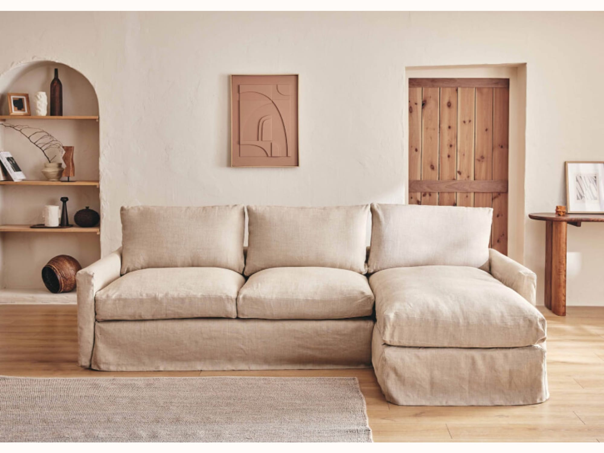 Canapé d’angle 3-4 places en lin LENO