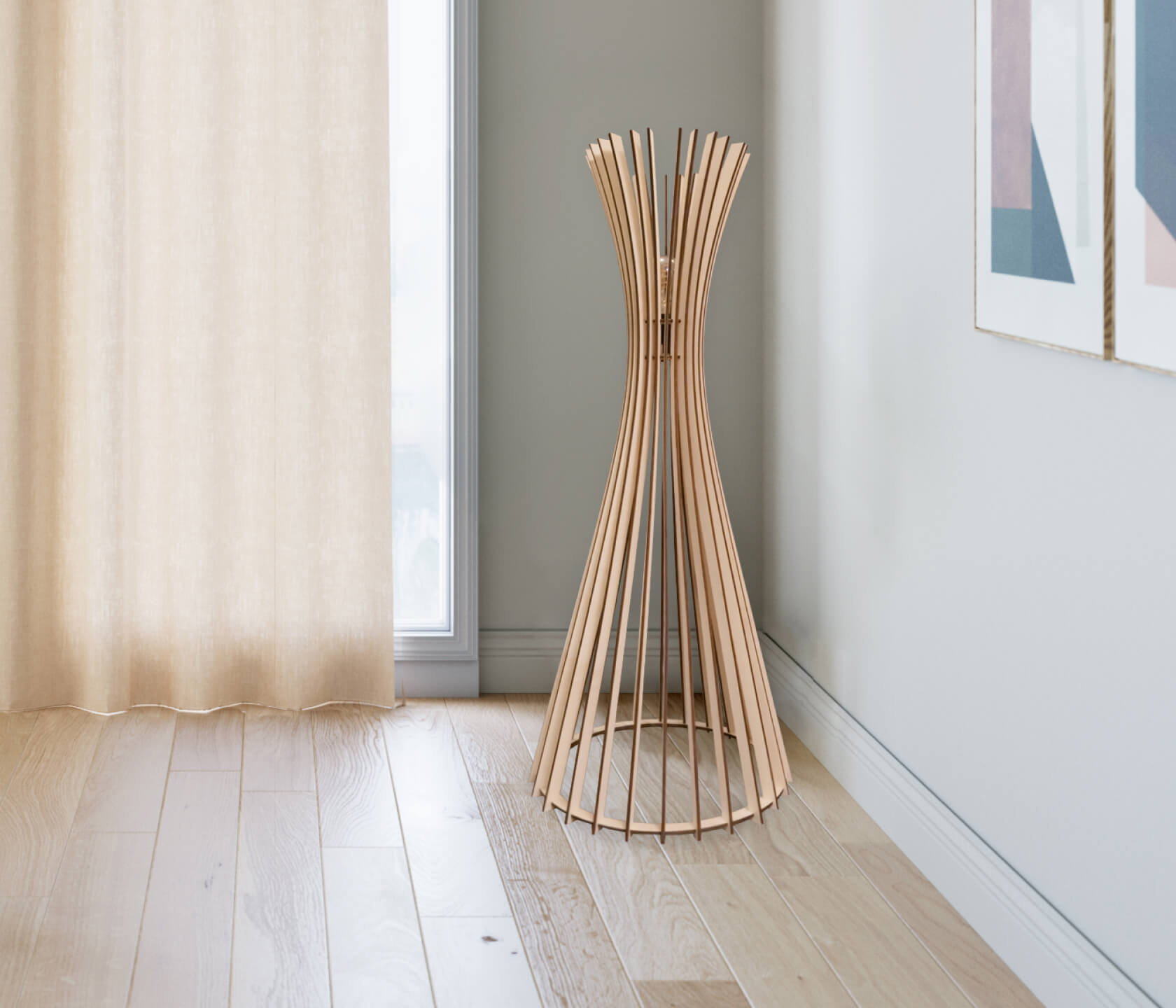 Lampadaire en bois TIPI - Atelier Loupiote x Kipli