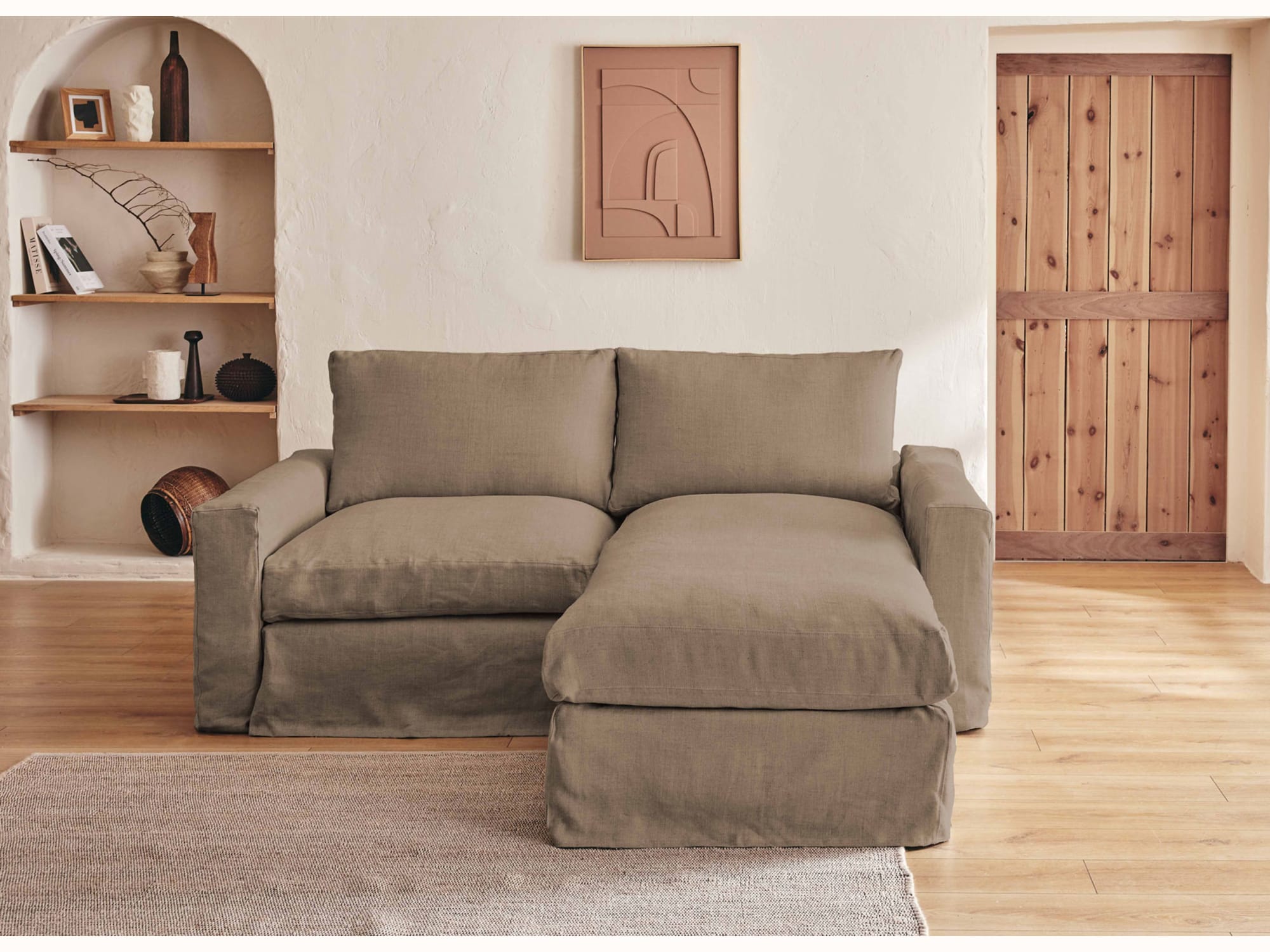 Canapé d'angle 2-3 places en lin LENO