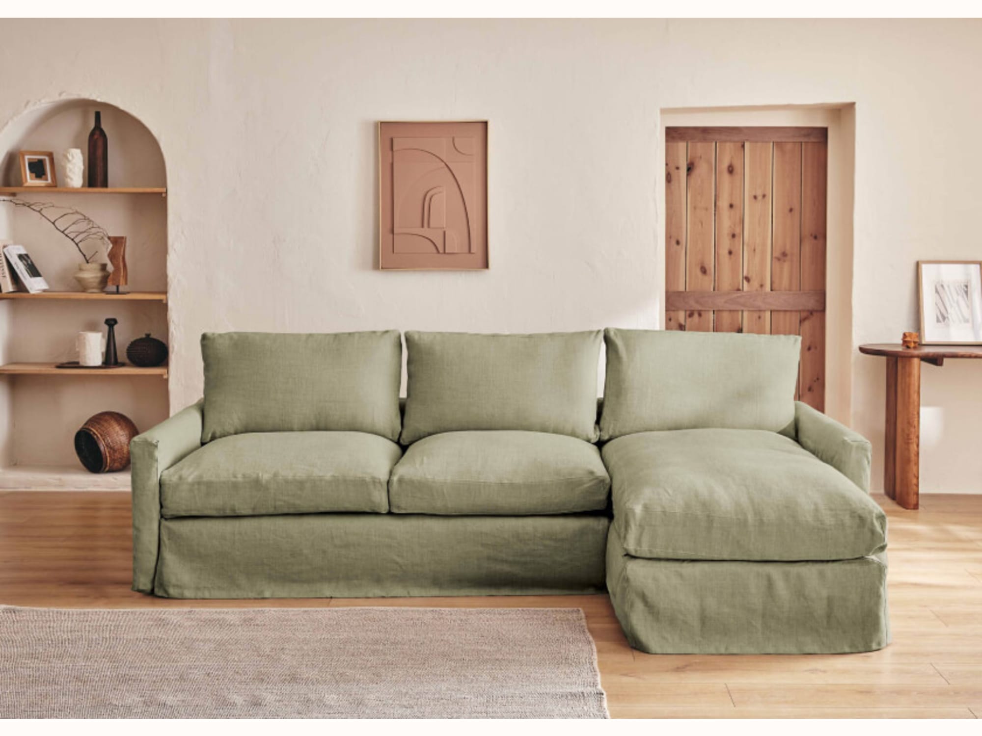 Canapé d’angle 3-4 places en lin LENO