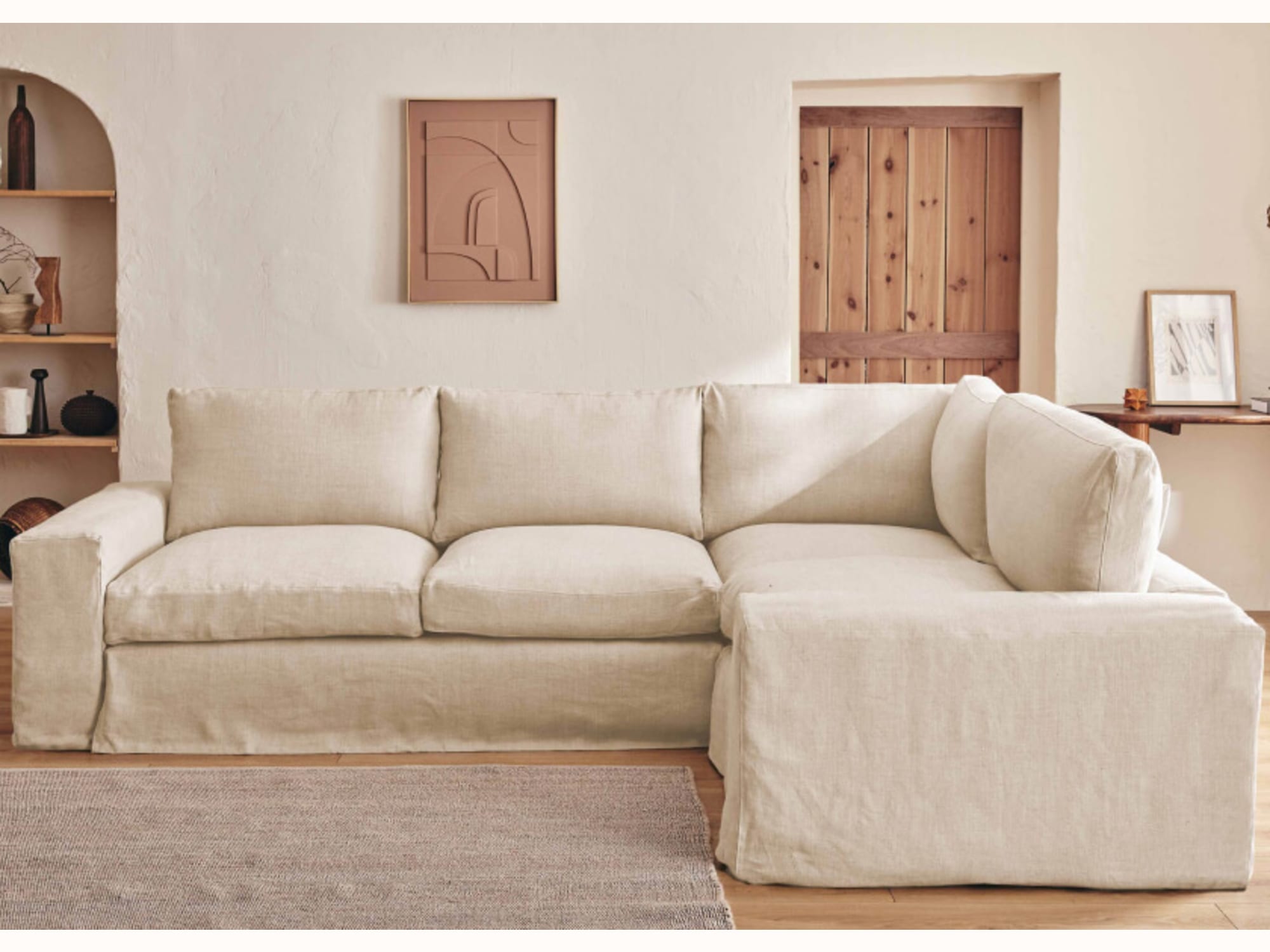 Canapé d’angle 4 places en lin LENO