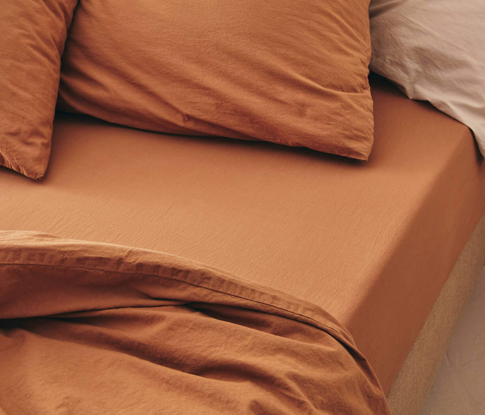 Drap housse en coton lavé