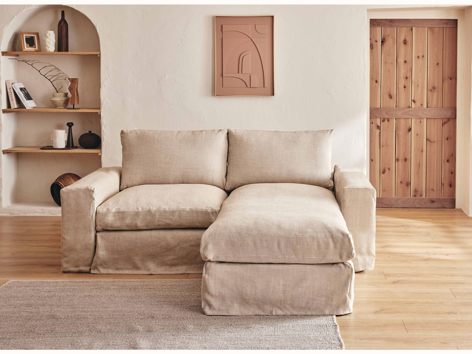 Canapé d'angle 2-3 places en lin LENO