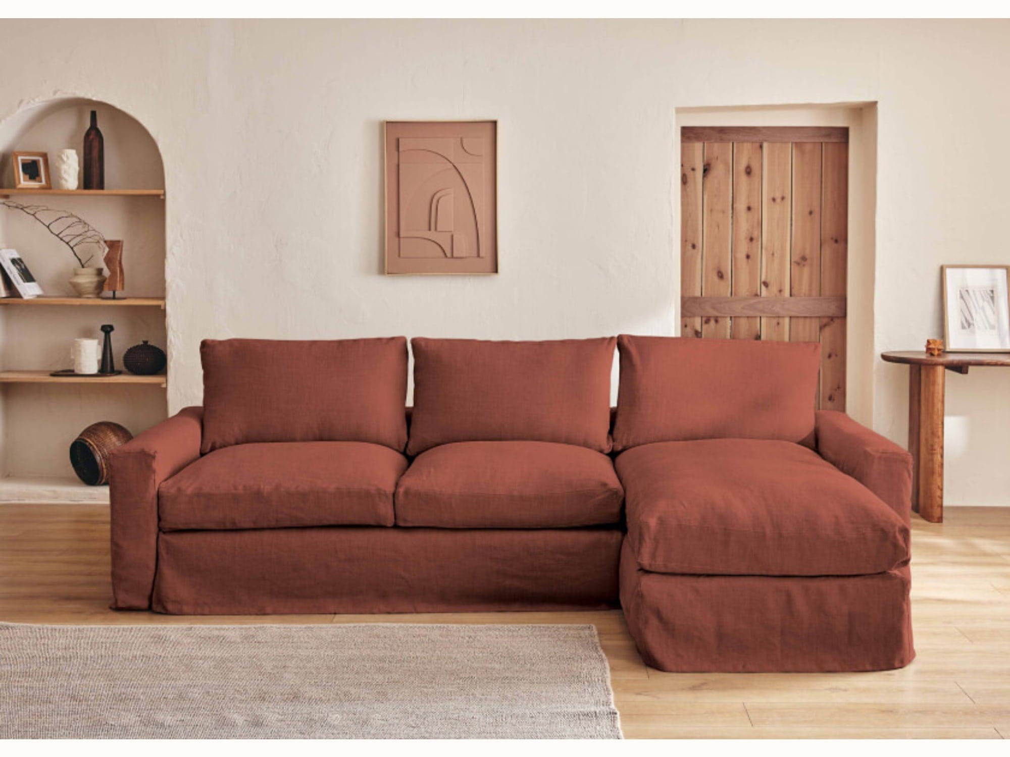 Canapé d’angle 3-4 places en lin LENO