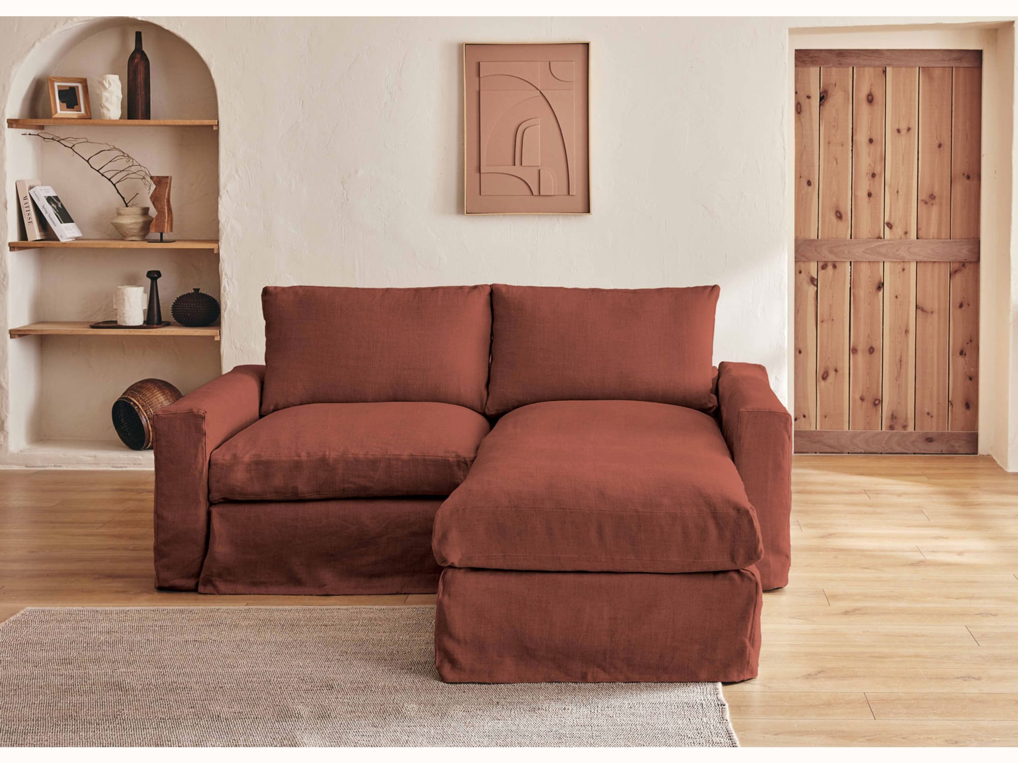 Canapé d'angle 2-3 places en lin LENO