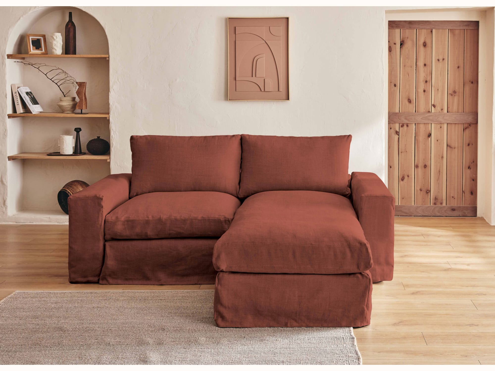 Canapé d'angle 2-3 places en lin LENO