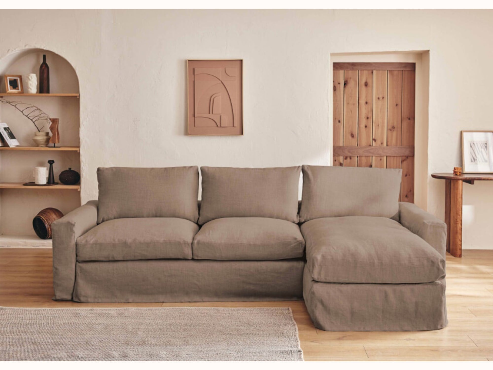 Canapé d’angle 3-4 places en lin LENO