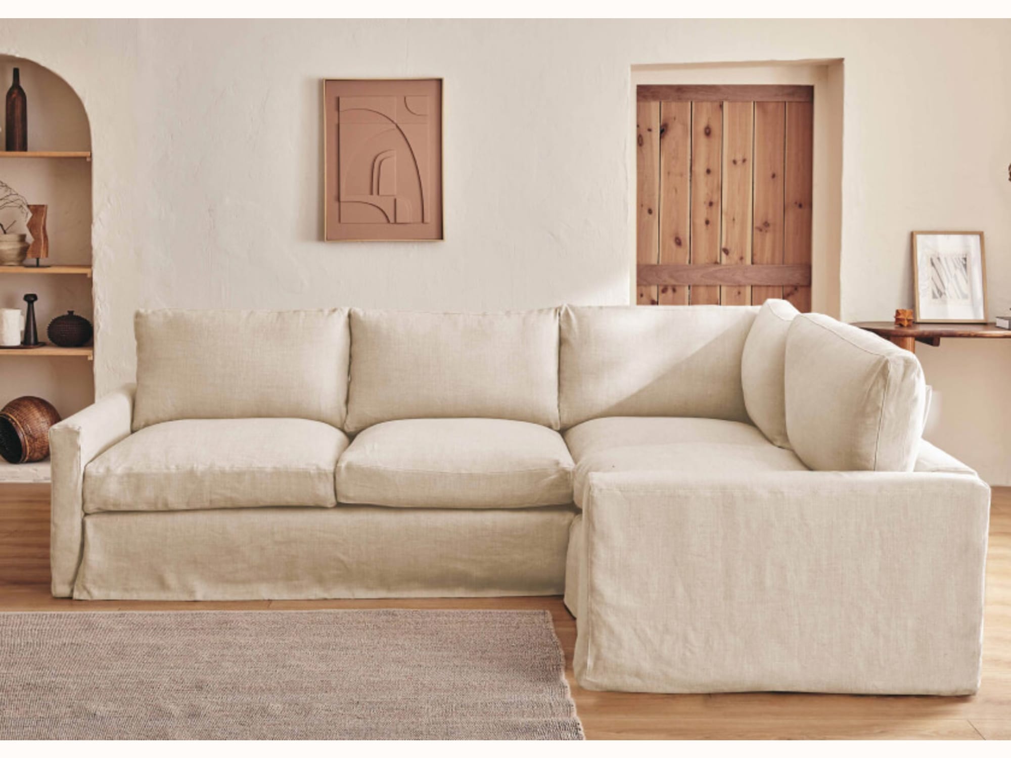 Canapé d’angle 4 places en lin LENO