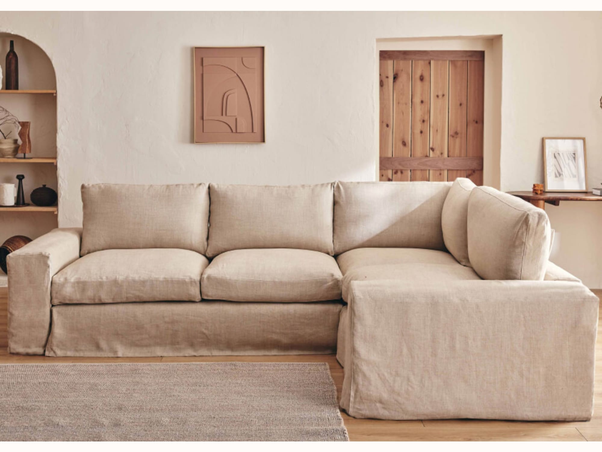 Canapé d’angle 4 places en lin LENO