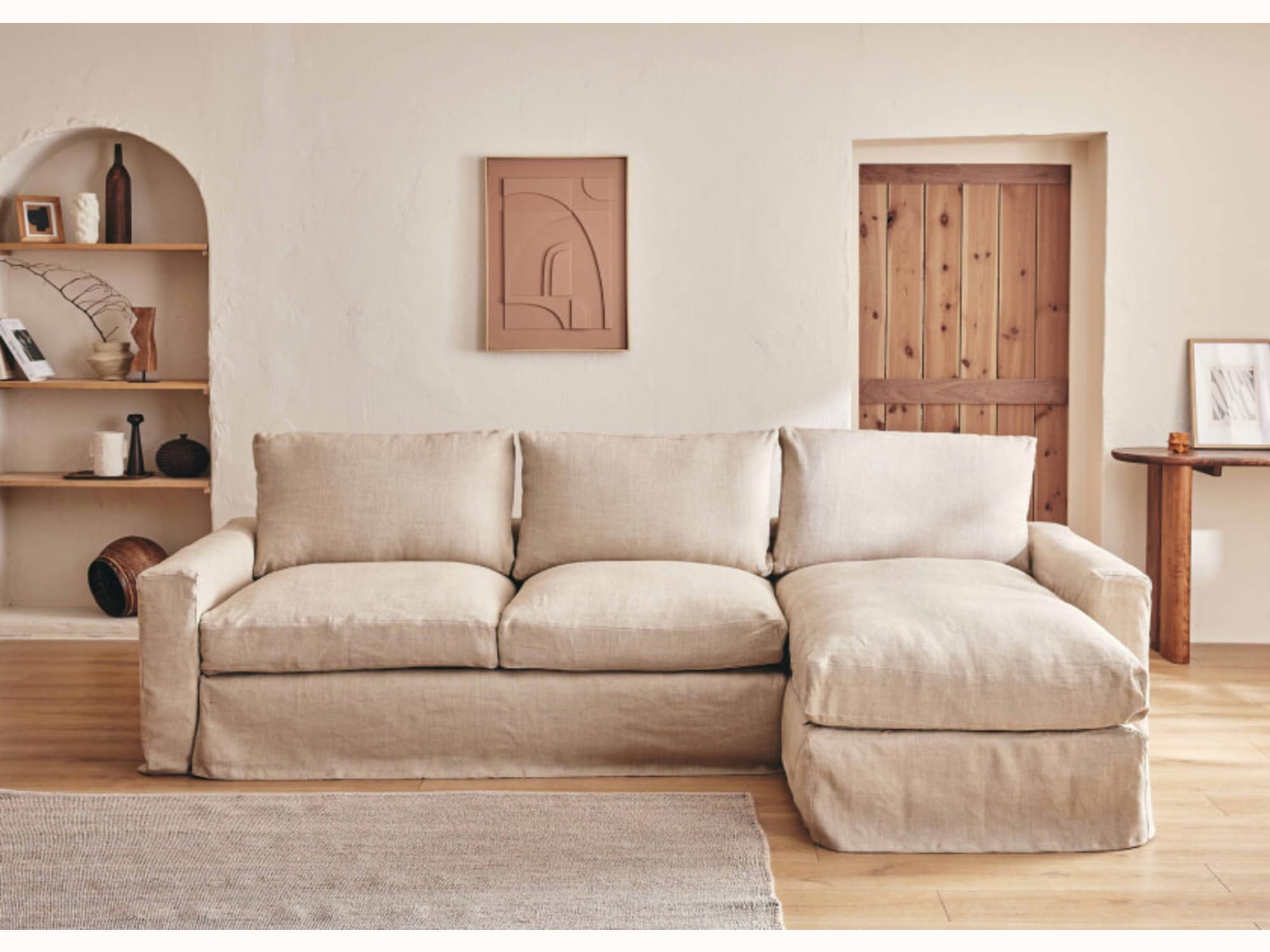 Canapé d’angle 3-4 places en lin LENO