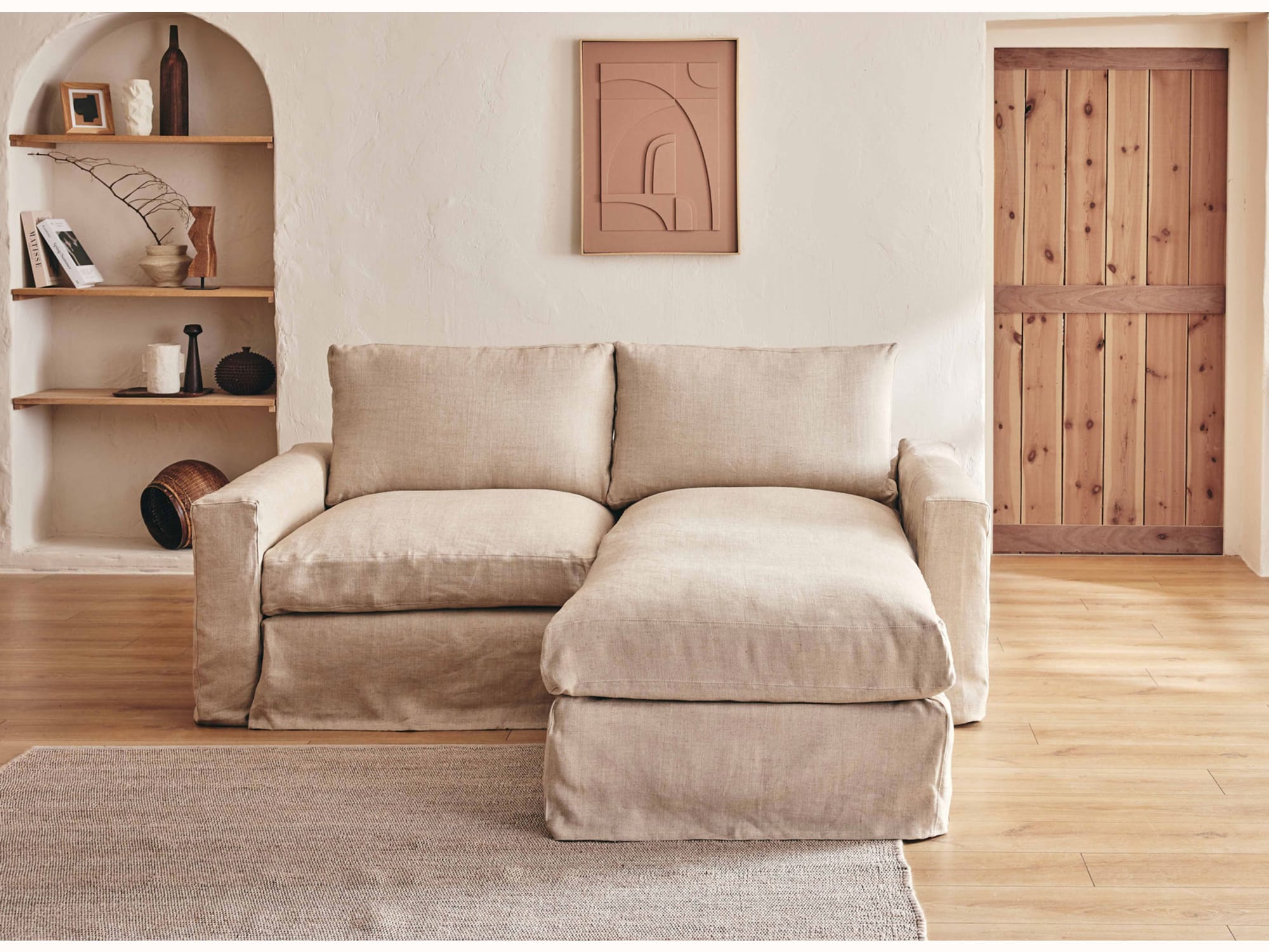 Canapé d'angle 2-3 places en lin LENO