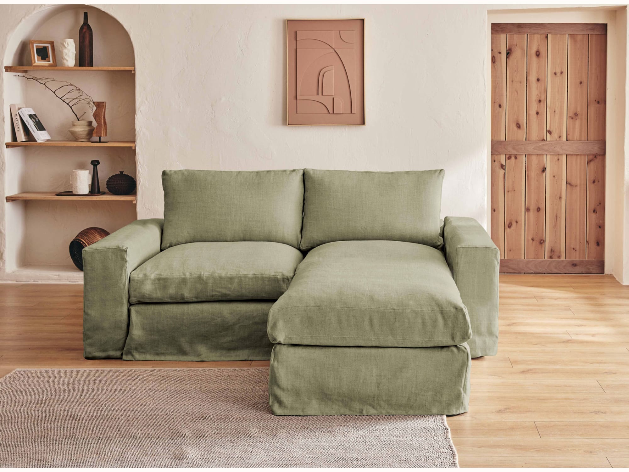 Canapé d'angle 2-3 places en lin LENO