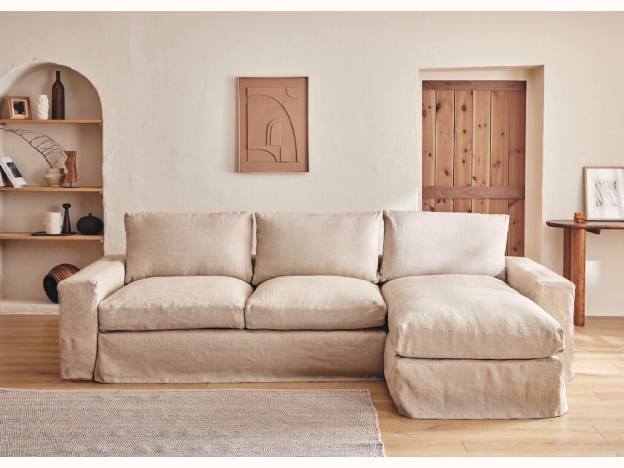 Canapé d’angle 3-4 places en lin LENO