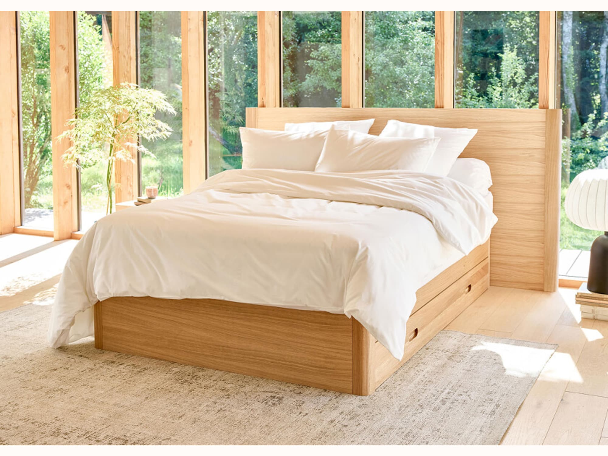 Lit à tiroir en chêne massif NÉNUPHAR