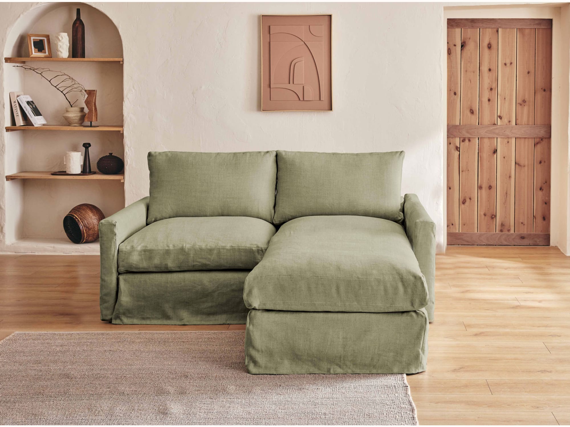 Canapé d'angle 2-3 places en lin LENO