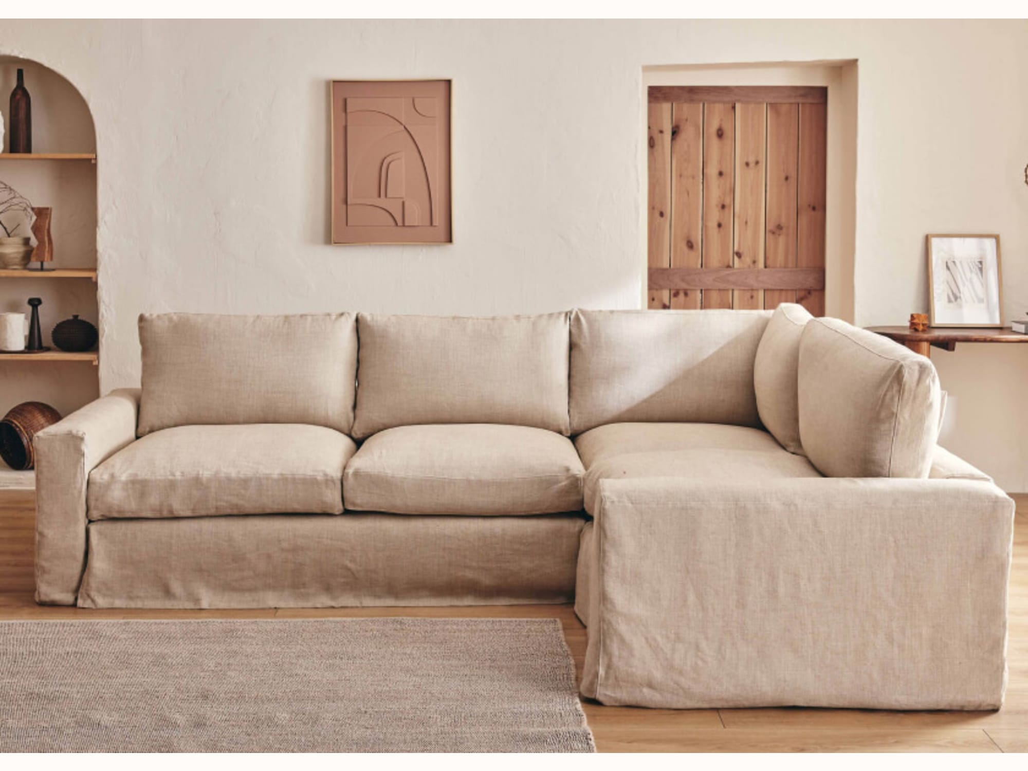 Canapé d’angle 4 places en lin LENO