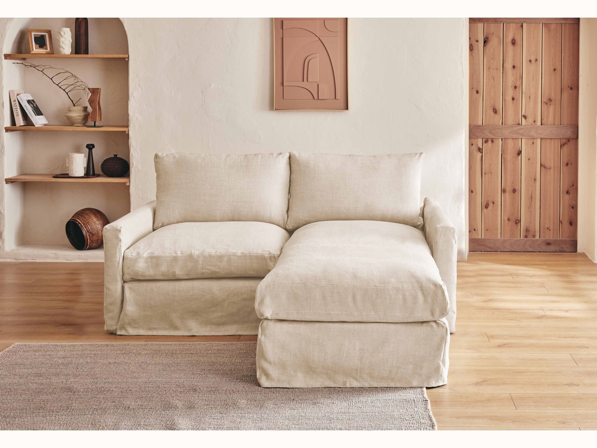 Canapé d'angle 2-3 places en lin LENO