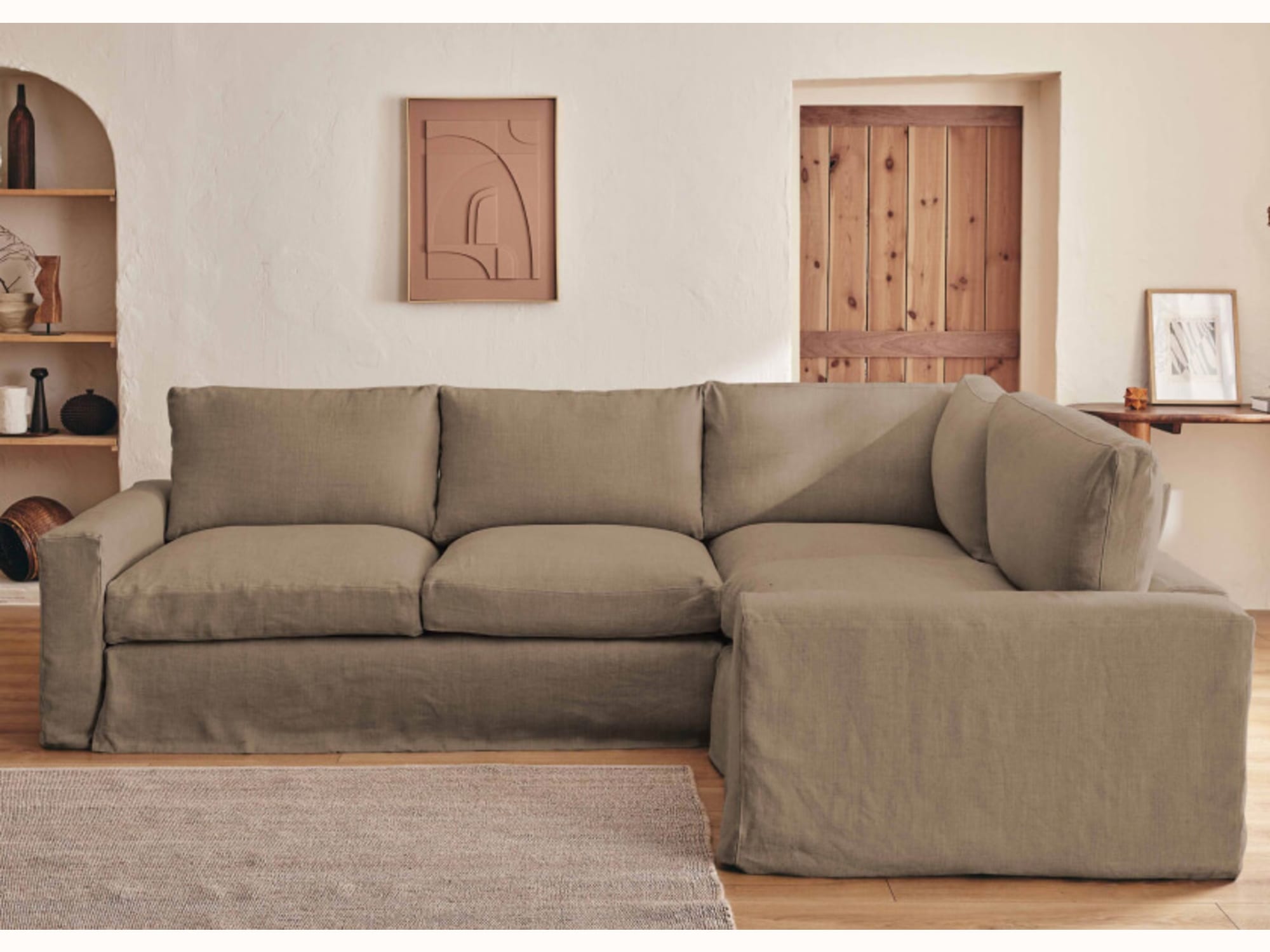 Canapé d’angle 4 places en lin LENO