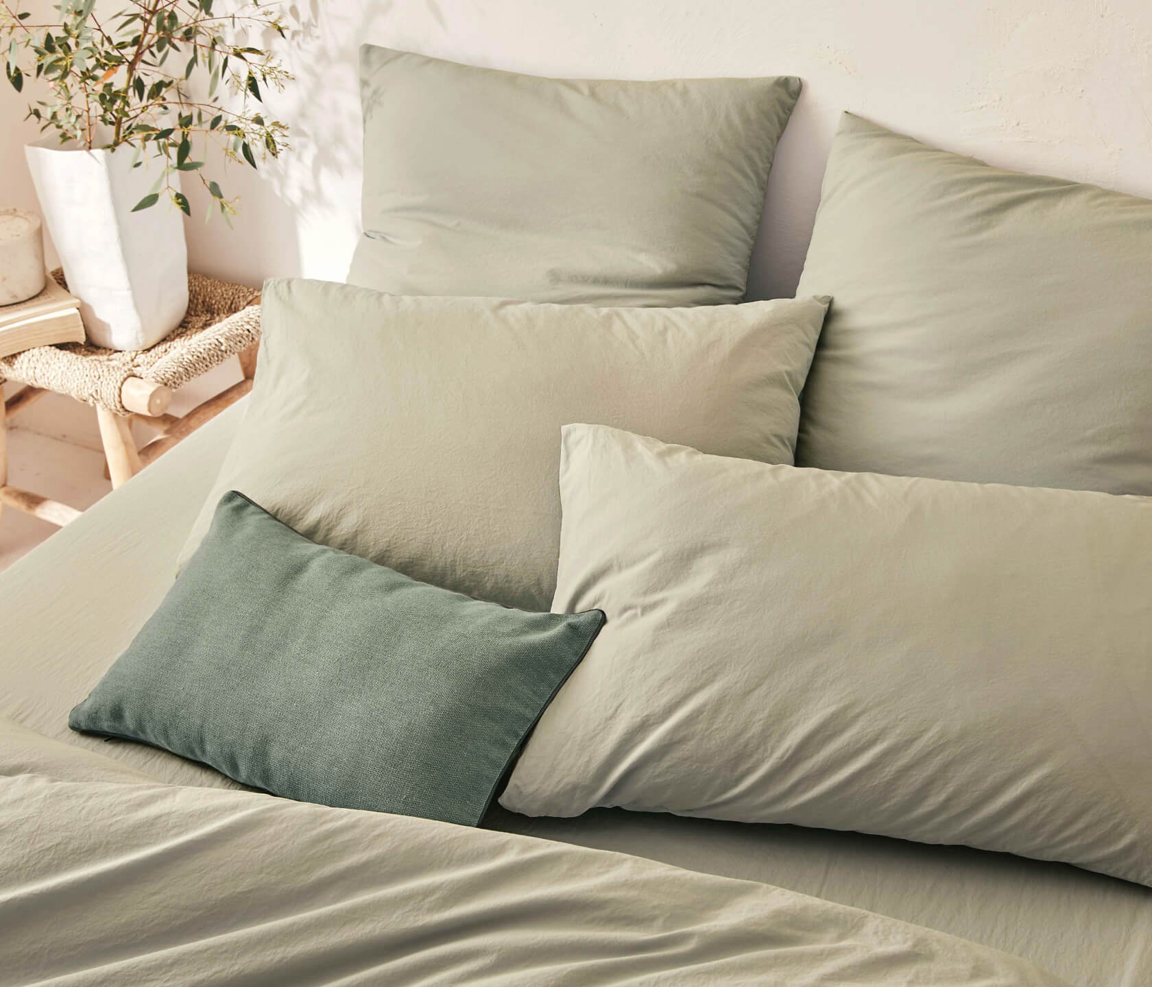 Taie d'oreiller en coton lavé