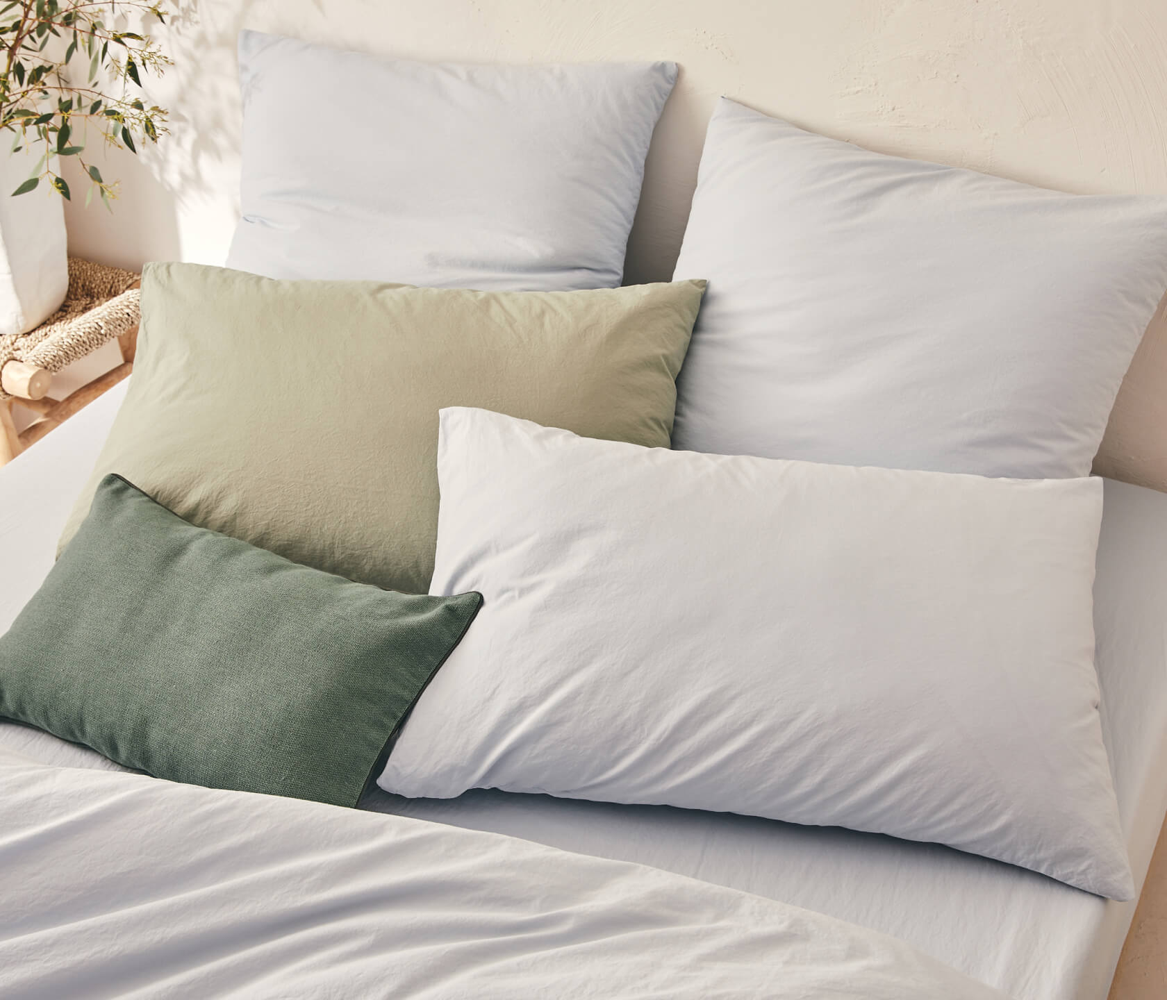 Taie d'oreiller en coton lavé