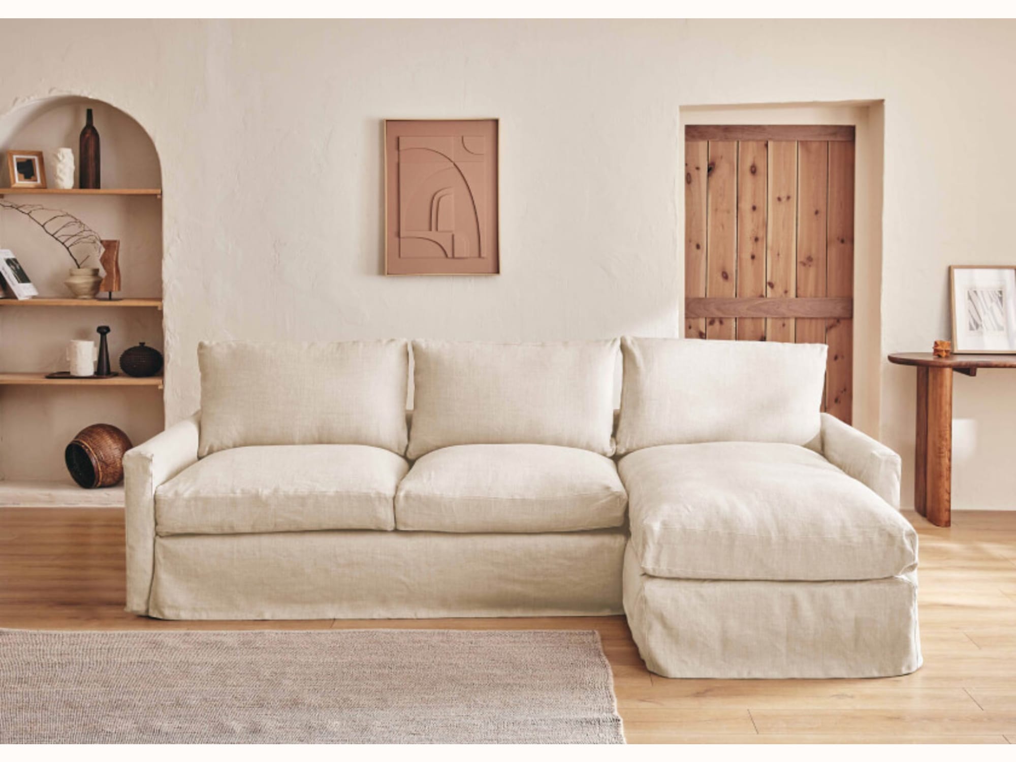 Canapé d’angle 3-4 places en lin LENO