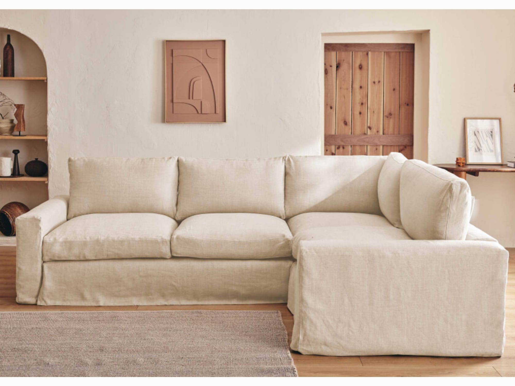 Canapé d’angle 4 places en lin LENO