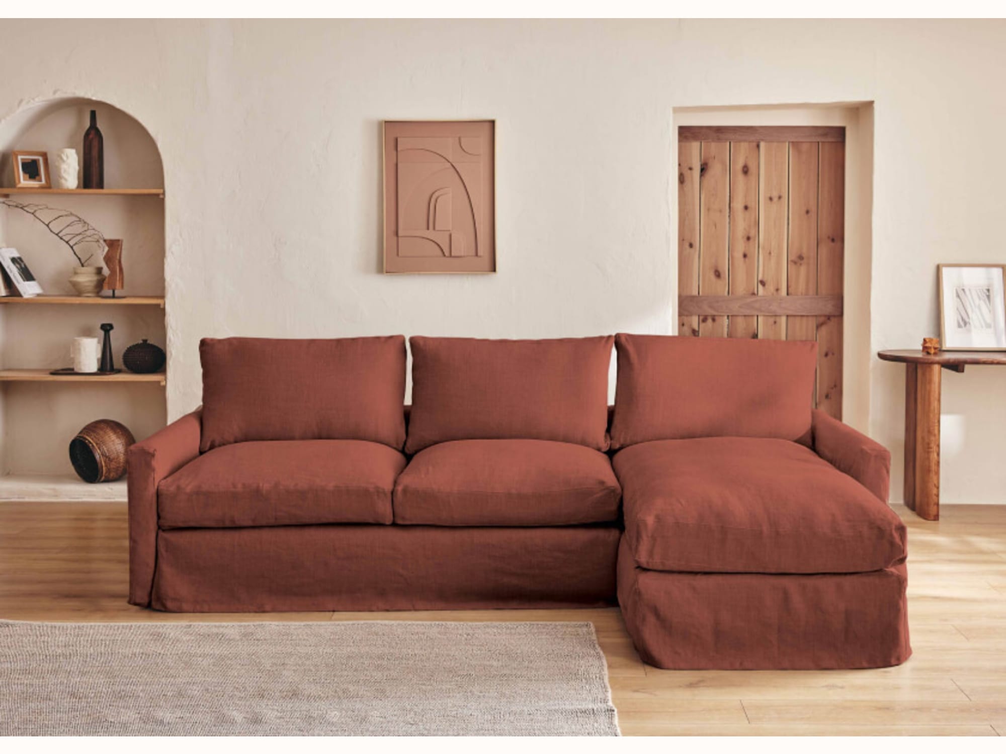 Canapé d’angle 3-4 places en lin LENO