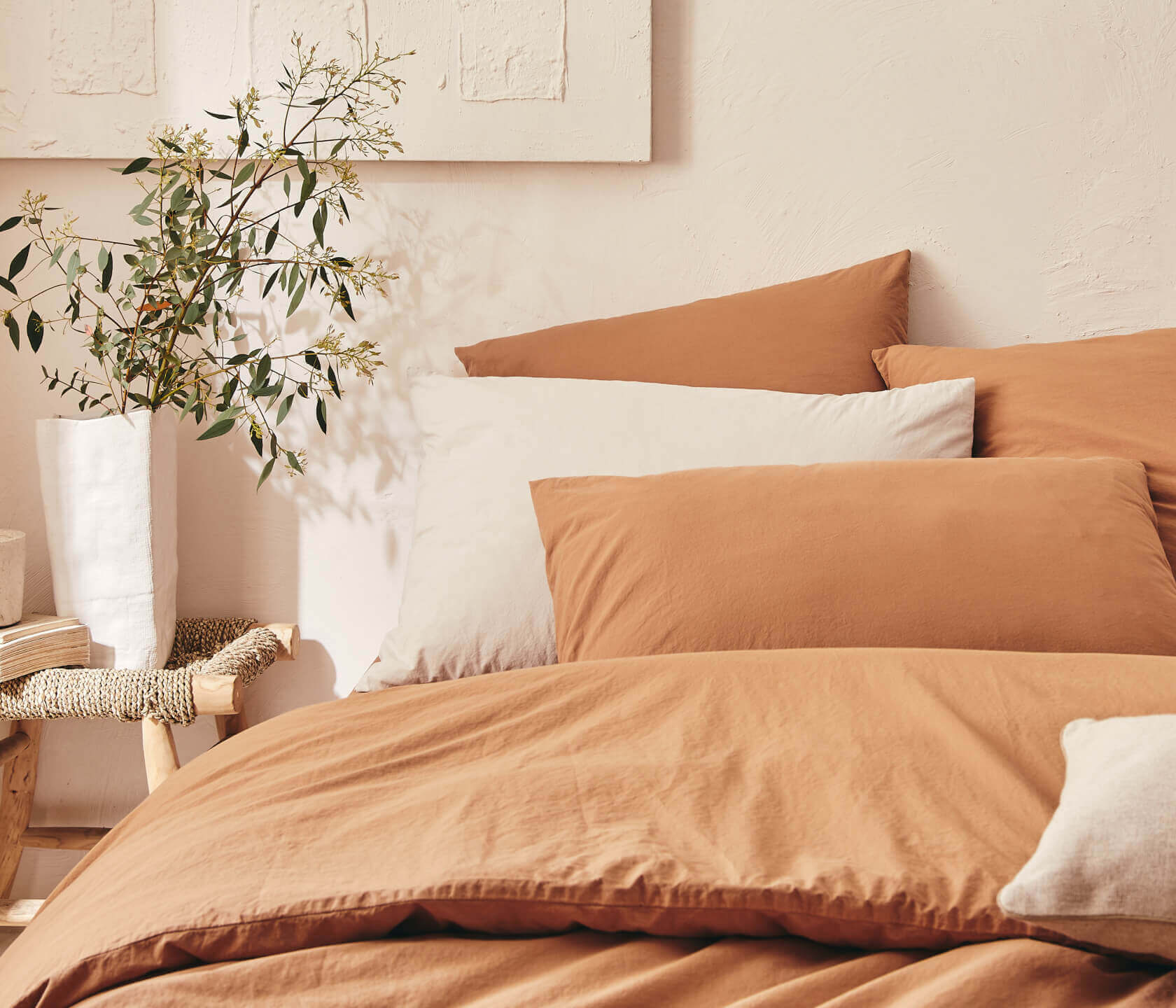 Taie d'oreiller en coton lavé