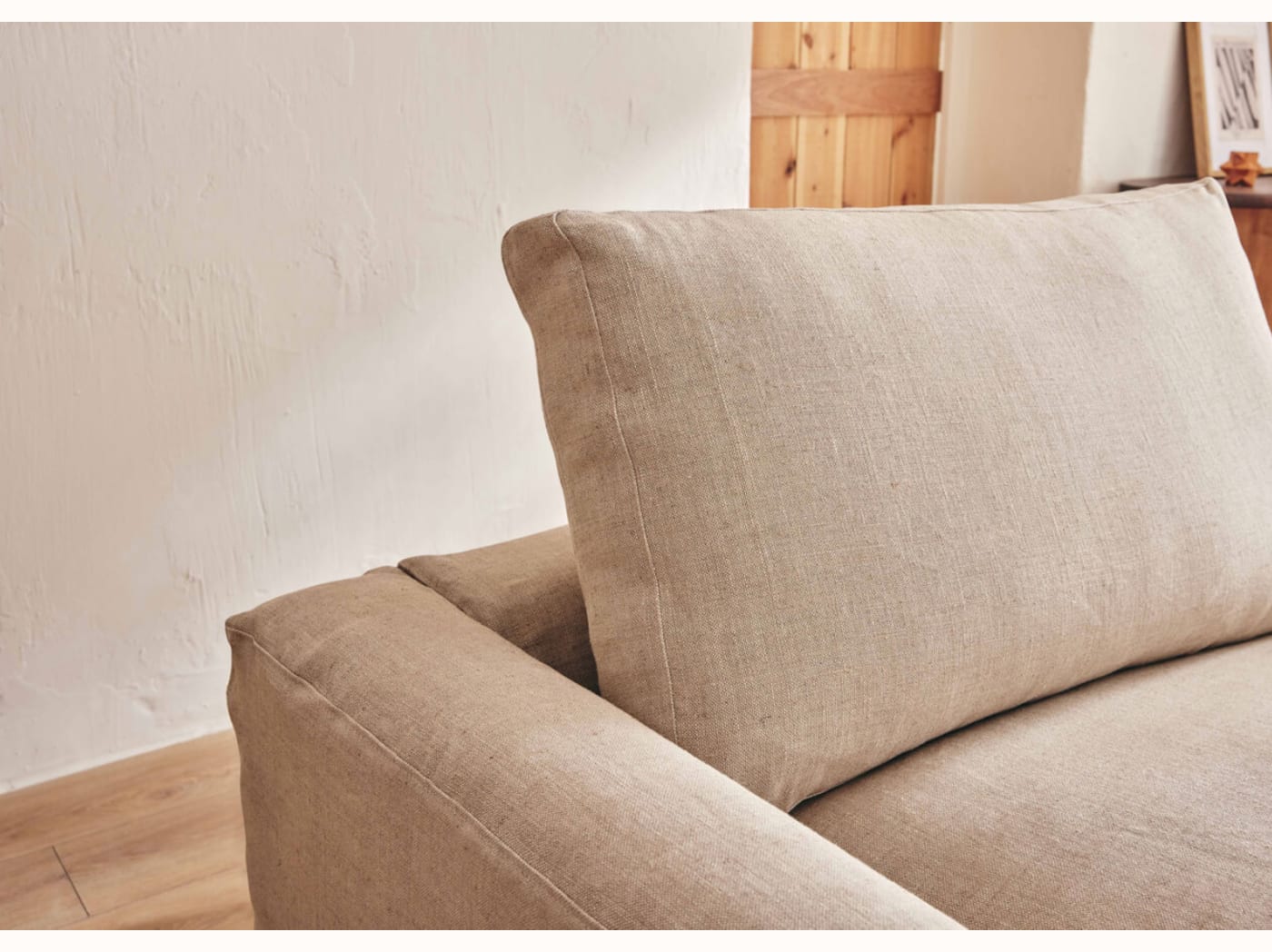 Canapé d’angle 4 places en lin LENO