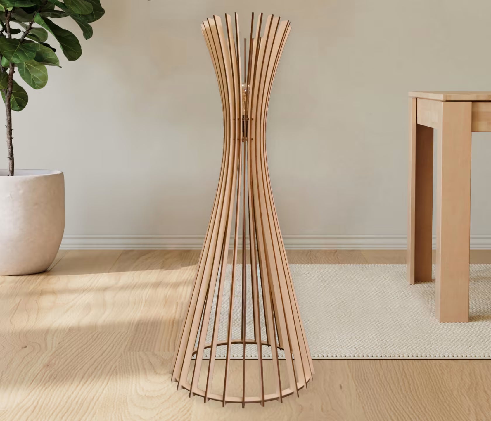 Lampadaire en bois TIPI - Atelier Loupiote x Kipli