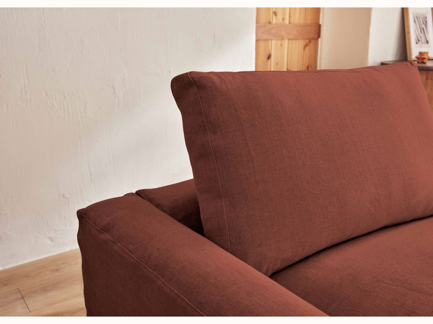 Canapé d’angle 4 places en lin LENO