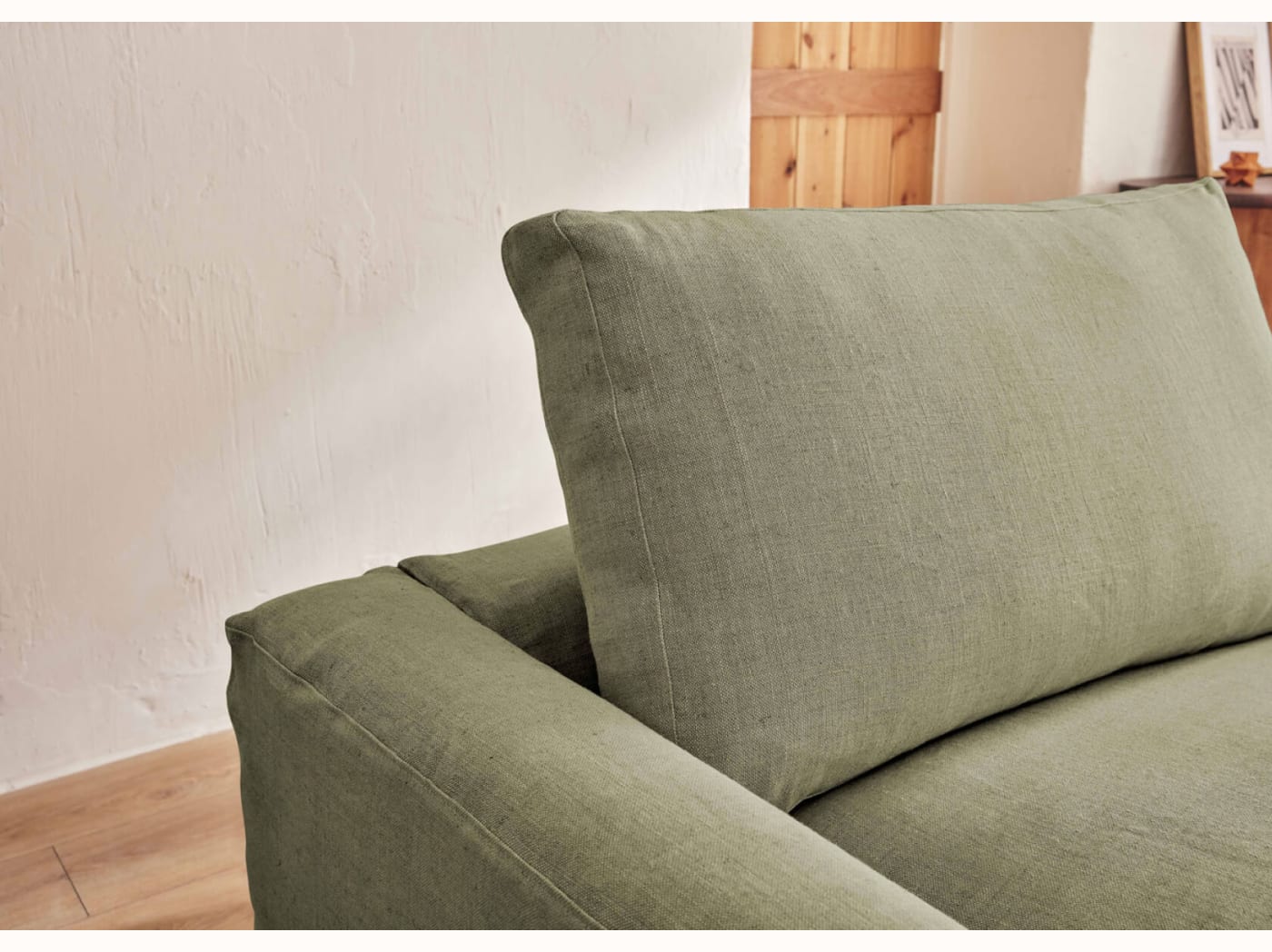 Canapé d’angle 4 places en lin LENO