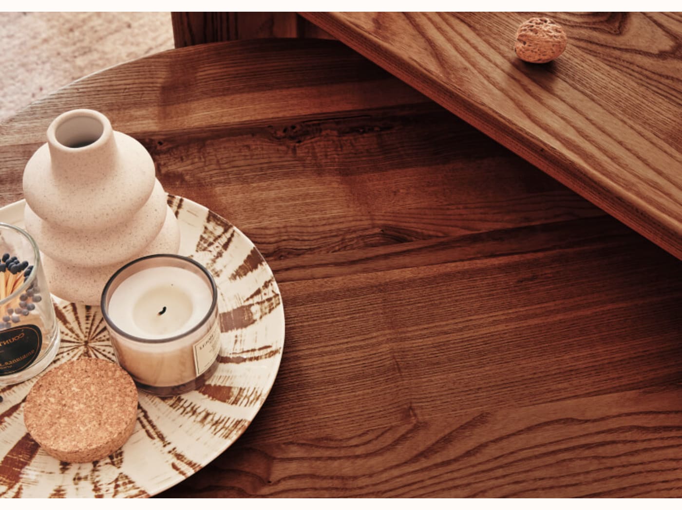 Tables basses gigognes rondes en bois massif foncé - BAOBAB