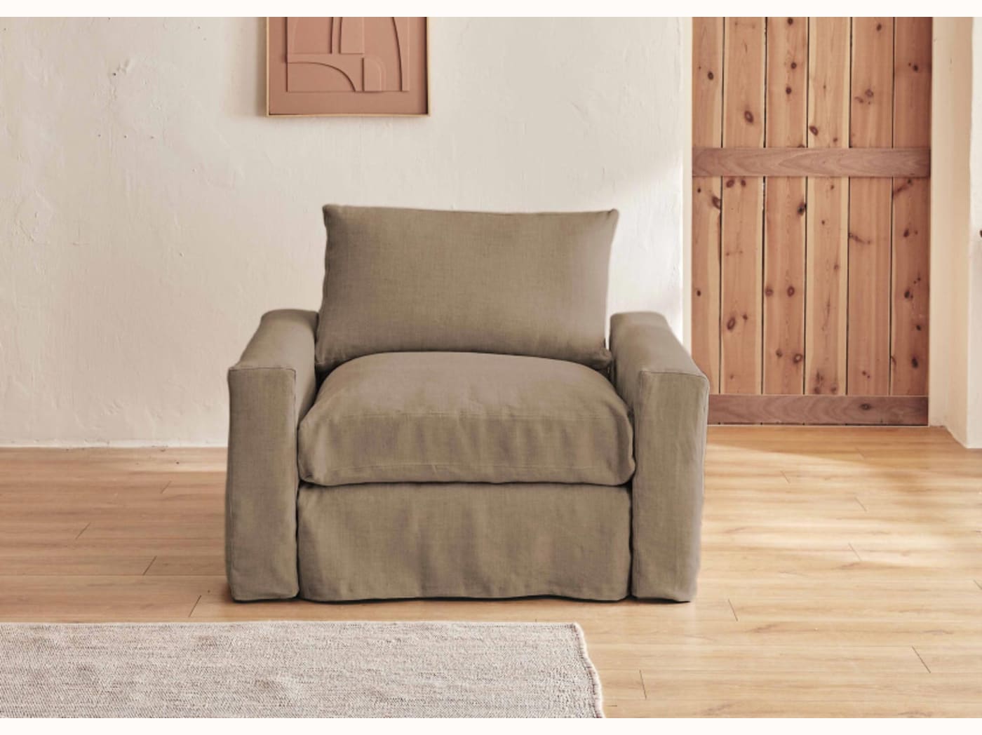 Fauteuil large en lin LENO - 80 cm