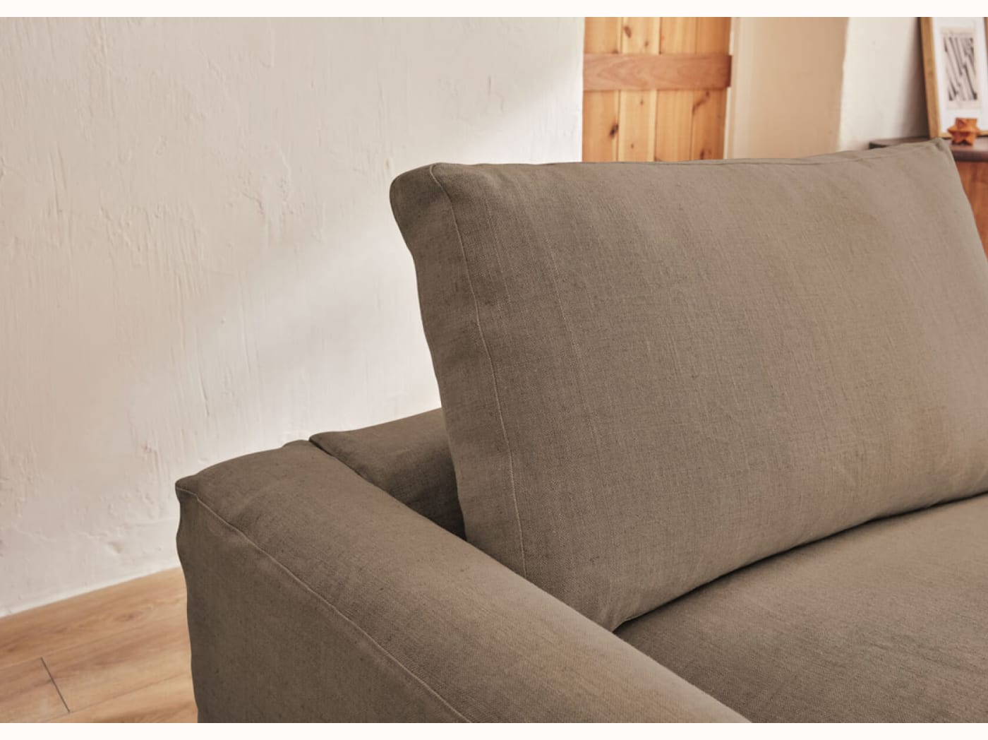 Canapé d’angle 4 places en lin LENO