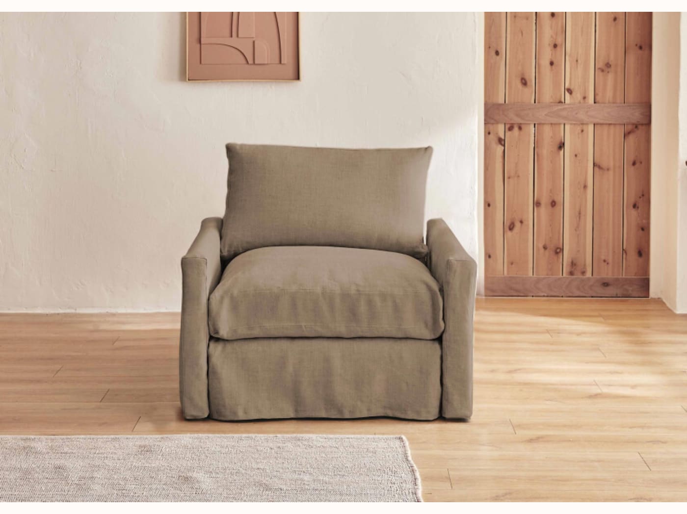 Fauteuil large en lin LENO - 80 cm