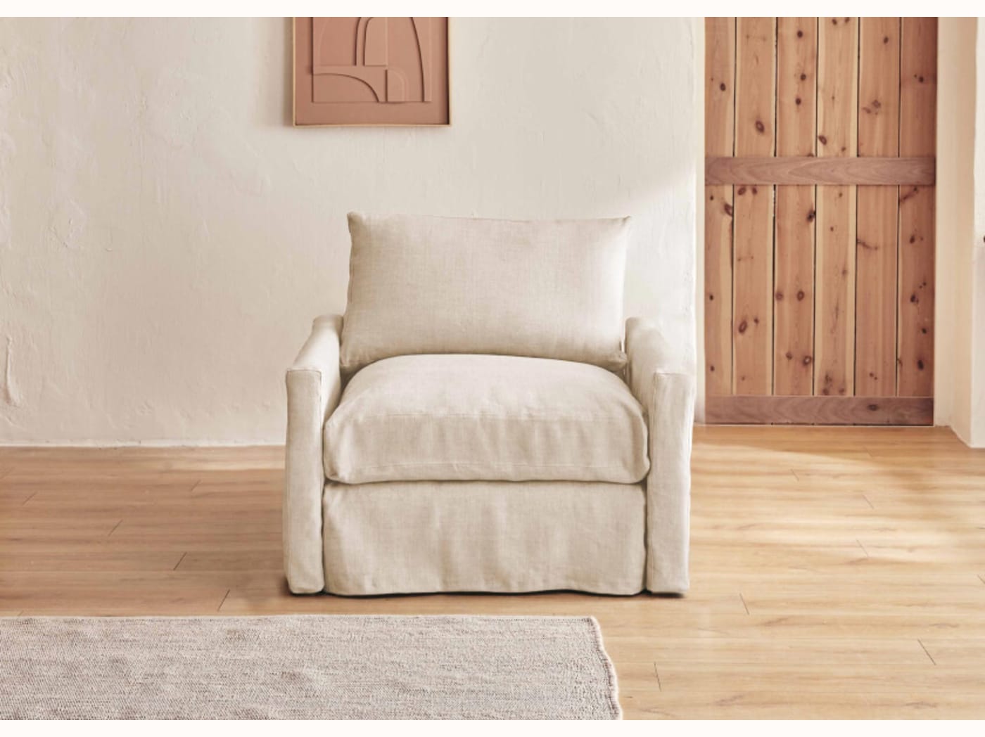 Fauteuil large en lin LENO - 80 cm