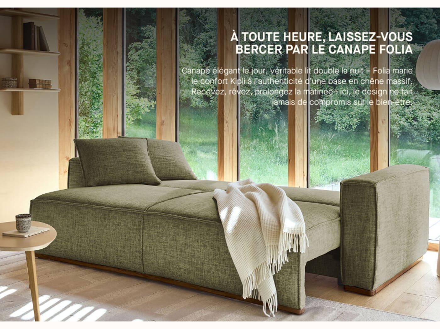 Canapé convertible avec base en bois FOLIA