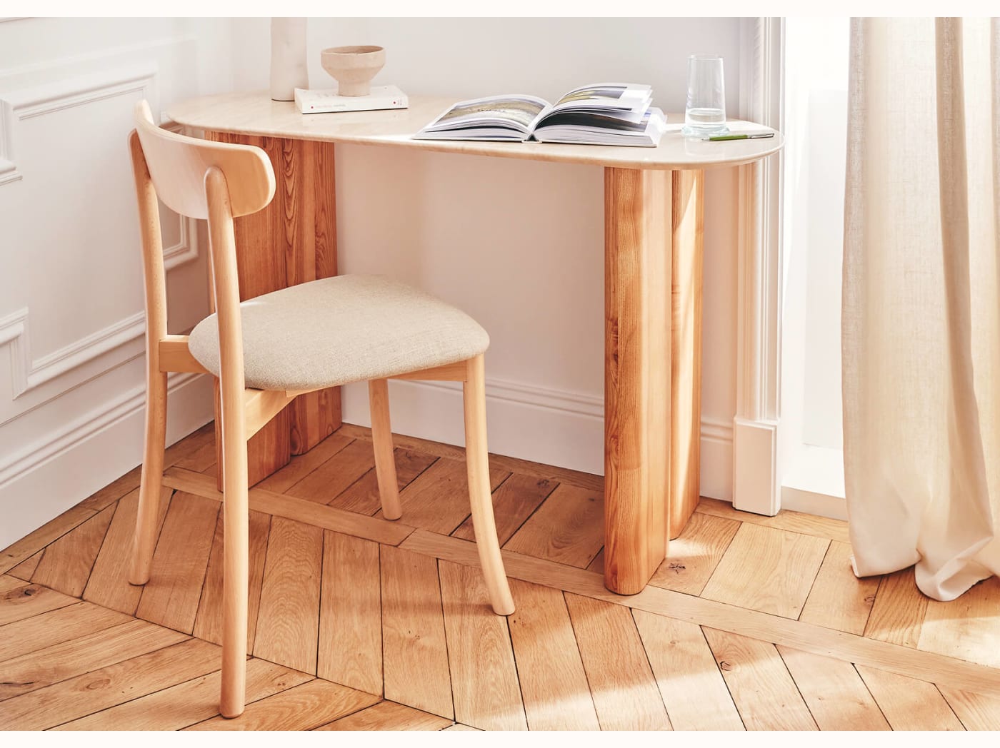 Chaise en bois massif TULIPE (lot de 2)