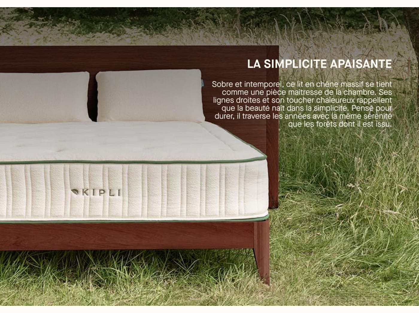 Lit avec sommier en chêne massif CLAIRIÈRE