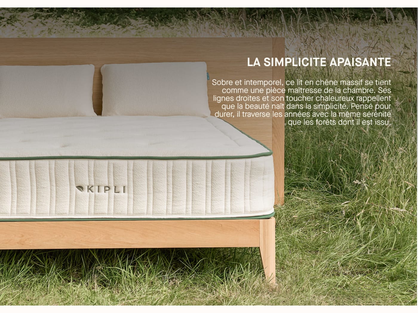 Lit avec sommier en chêne massif CLAIRIÈRE