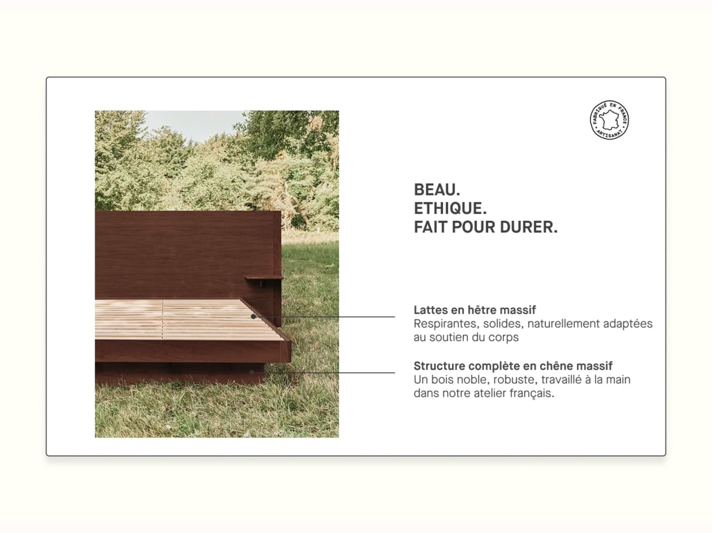 Lit avec sommier en chêne massif HAMAC