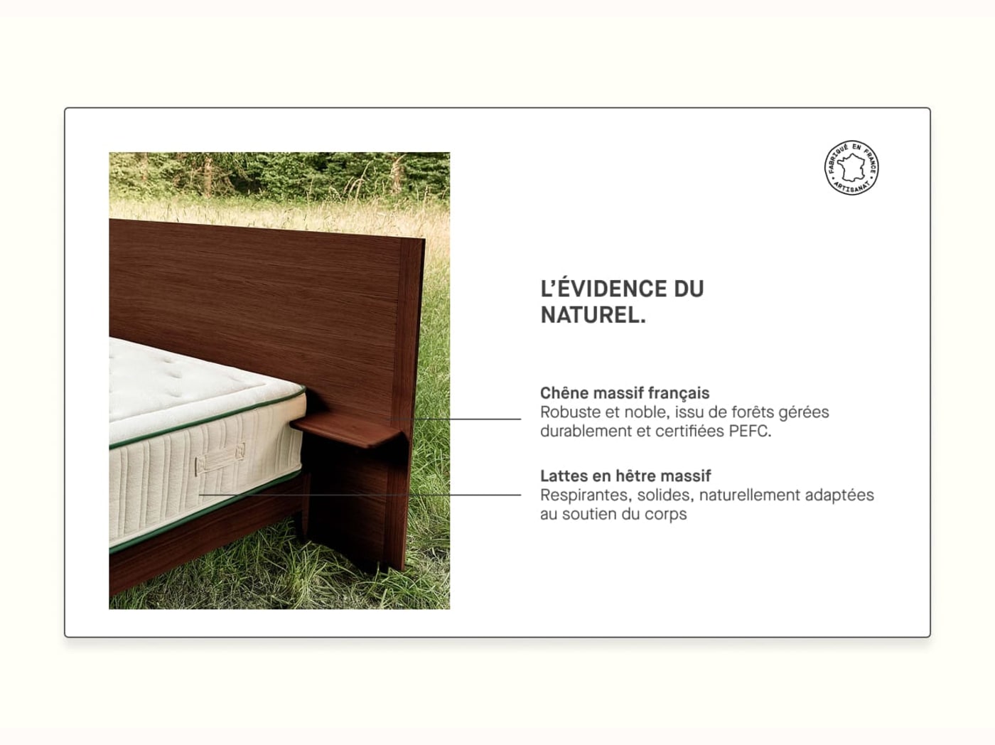 Lit avec sommier en chêne massif CLAIRIÈRE
